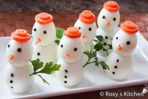 12 Fun Snowman Themed Foods for Kids - Egg Snowmen from Roxy's Kitchen