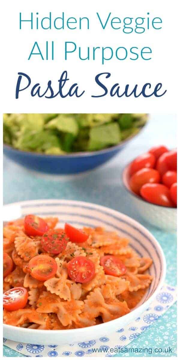 This easy pasta sauce recipe is stuffed with hidden veggies - a great base for loads of different meals including pizza and pasta - family friendly recipe from Eats Amazing UK