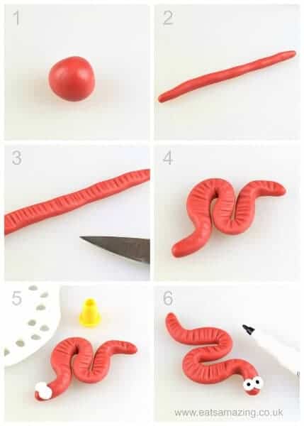 How to make an easy fondant worm - fun icing bug toppers for decorating cakes and cupcakes - Eats Amazing UK