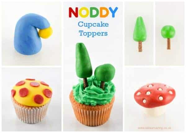 Easy Fondant Noddy Cupcake Toppers - simple fondant icing tutorial with video and step by step instructions - Eats Amazing UK - preschooler birthday cakes