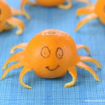 Fun Food for Kids - quick orange octopus tutorial from Eats Amazing UK - cute and easy party food idea for kids - great healthy snack for a beach or ocean themed party