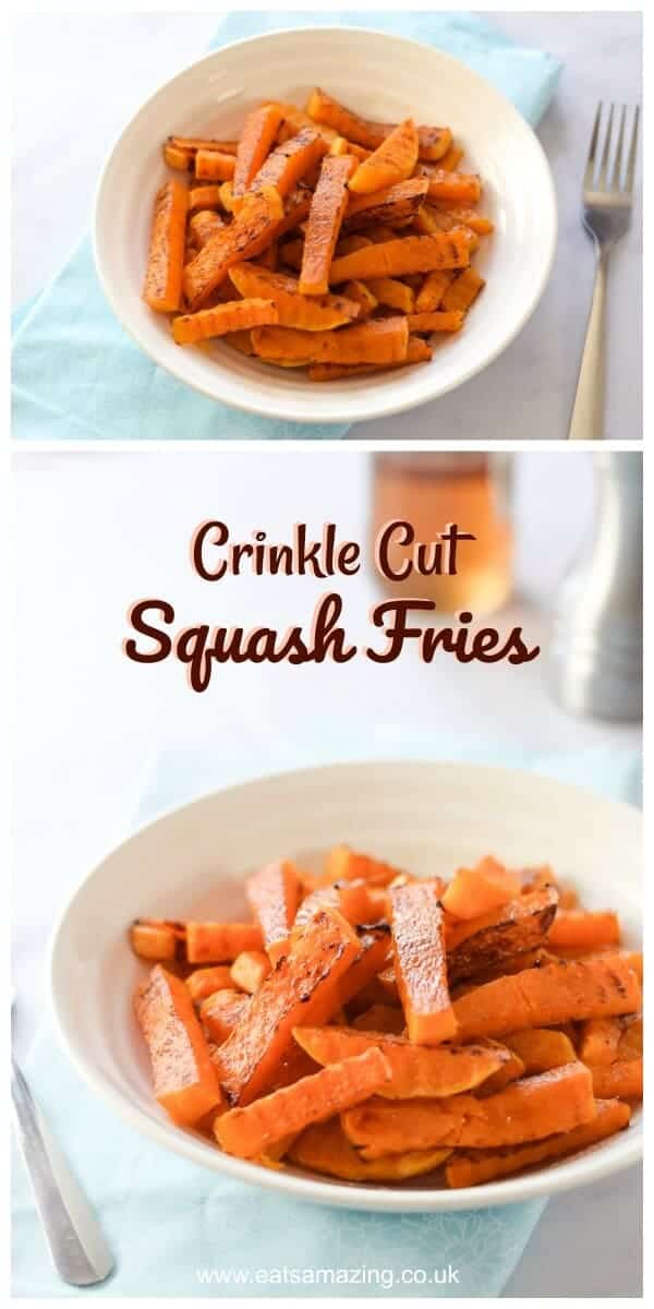 Easy homemade crinkle cut butternut squash fries - this easy healthy recipe is a great way to encourage the kids to eat more veggies - Eats Amazing UK