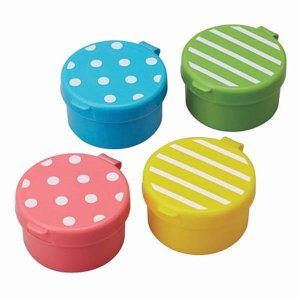 Polka Dots and Stripes Bright Sauce Containers - Set of 4 from the Eats Amazing Shop - UK Bento Accessories