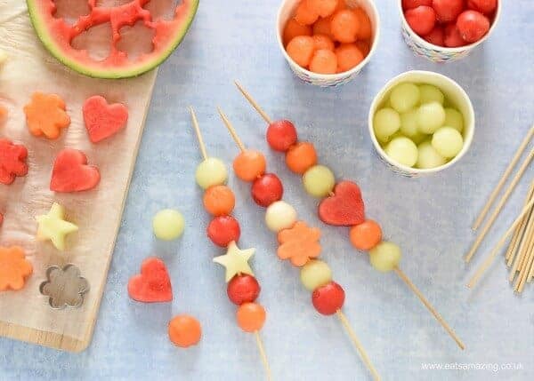 Super Easy Melon Kebabs recipe - healthy starter or party food idea for summer - kids will love this yummy treat - Eats Amazing UK
