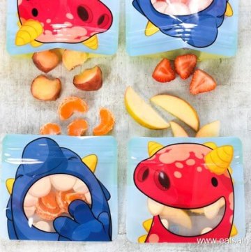 75 easy healthy snack ideas for kids - great for days out and after school snacks too - fresh fruit snacks packed in Nom Nom Kids Snack pouches