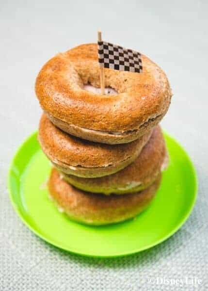 Disney Cars Themed Picnic Recipes - healthy fun food for kids that makes great party food too - Wheel Bagels
