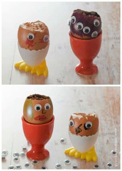 How to grow cress seeds in egg shells - fun and easy activity with kids - decorated with googly eyes and marker pens