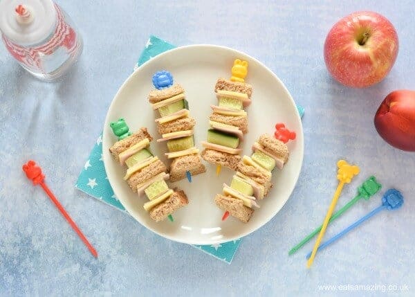 Quick and Easy Sandwich Kebabs - Fun Food for Kids - perfect for school lunch boxes bento boxes and party food too - Eats Amazing UK