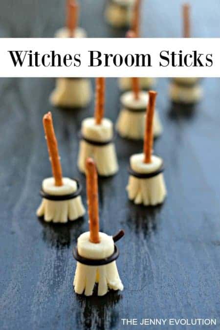 30 Healthy Halloween Party Food Ideas for Kids - Edible Witches Broomsticks from The Jenny Evolution