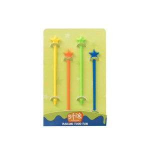 Lunch Punch Stix Set of 4 Greens - fun plastic skewers for kids - perfect for fruit kebabs sandwich kebabs and other fun food - Eats Amazing UK Bento Shop