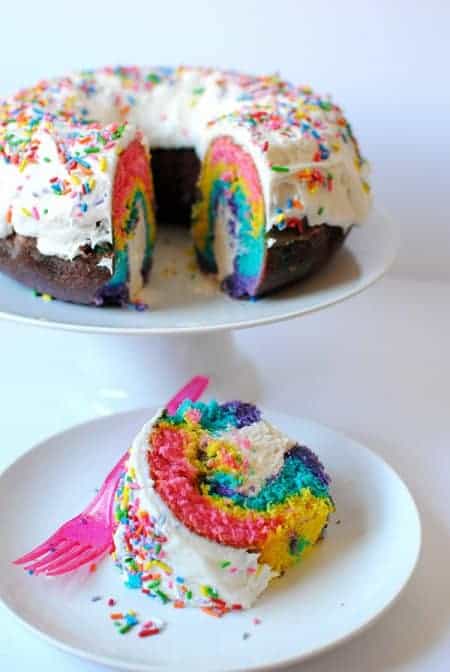 20 Amazing Unicorn Recipes for Kids - Rainbow Unicorn Cake from Let's Eat Cake