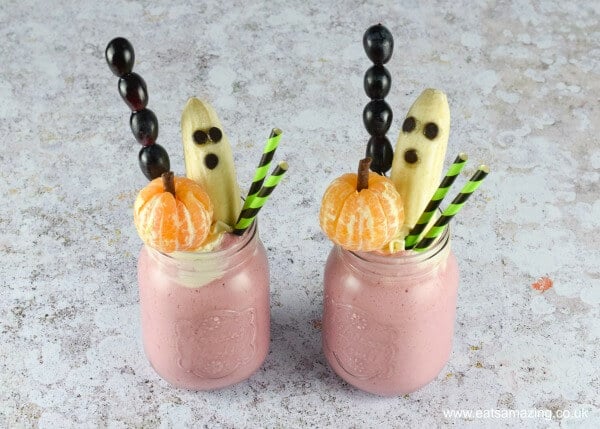 Fun and healthy Halloween Freakshakes with spooky fruit toppings - fun food for kids from Eats Amazing UK
