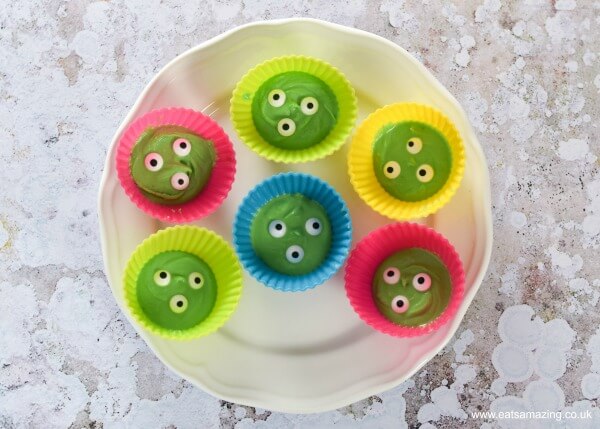 How to make Giant Swamp Monster Chocolate Buttons - fun Halloween treat for kids from Eats Amazing