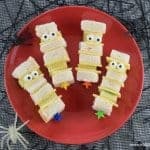 Quick and easy Mummy sandwich kebabs recipe - fun kids Halloween party food and great for school lunch boxes too - Eats Amazing UK