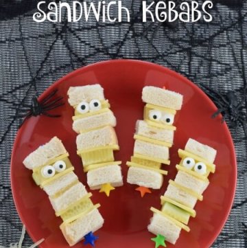 Quick and easy Mummy sandwich kebabs with video tutorial - fun kids Halloween party food and great for lunch boxes too - Eats Amazing UK