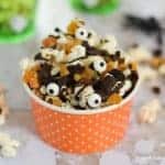 Spooky Halloween popcorn with dark chocolate - fun Halloween recipe to make with kids - great for movie snacks and party food - Eats Amazing UK