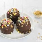 How to make Firework Dark Chocolate Dipped Apples - fun food for kids - great for Bonfire Night or New Years Eve party food - Eats Amazing UK