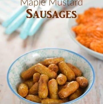Really easy Maple Mustard Sausages recipe - just 3 ingredients - perfect for festive party food and bonfire night too - Eats Amazing UK