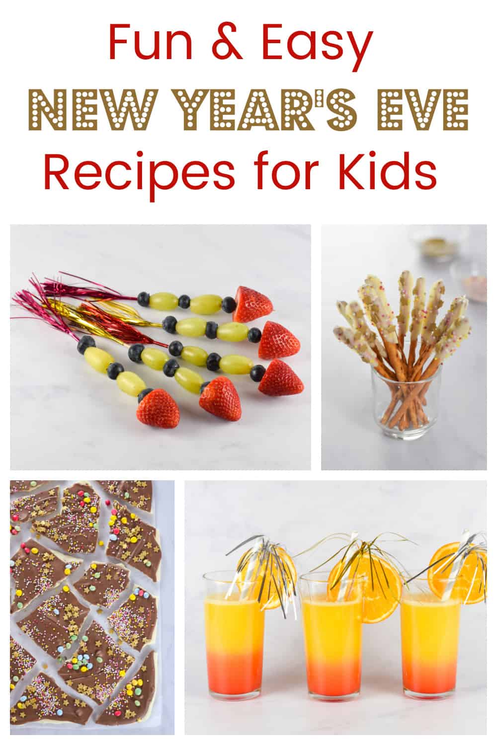 Fun and easy New Year's Eve Recipes for Kids - with firework themed food and easy mocktail