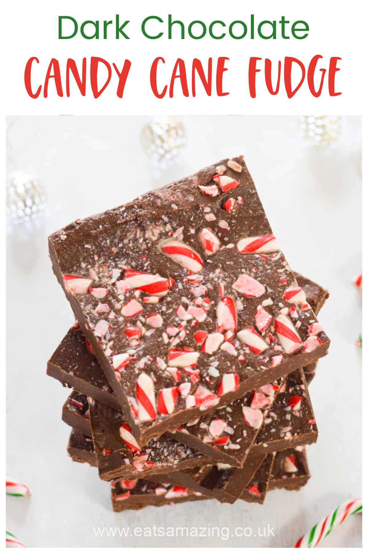 This quick and easy dark chocolate candy cane fudge recipe is perfect for homemade Christmas gifts