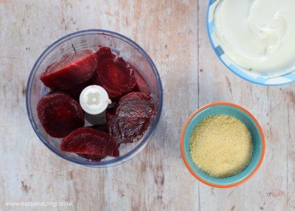 How to make an easy cream cheese and beetroot dip for kids - easy recipe from Eats Amazing UK - Step 1