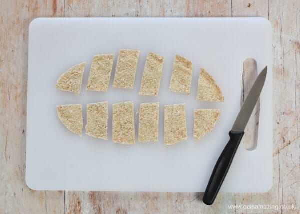 How to make homemade pitta crisps - great for party food snacks and lunch boxes - quick and easy recipe for kids from Eats Amazing UK - Step 2
