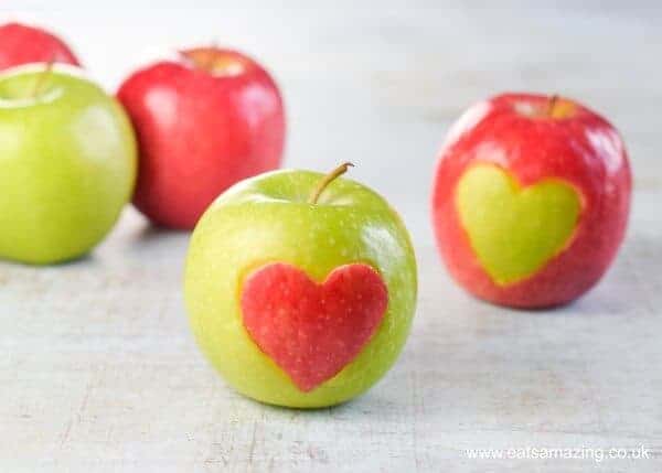 Easy Heart Apples Fun Food Tutorial - cute healthy Valentines Day snack idea for Kids - Eats Amazing UK
