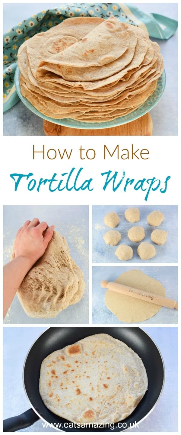 Healthy Tortilla Wraps recipe with step by step instructions - Eats Amazing UK #tortilla #wraps #lunch #recipe #easyrecipe #homemade #homemadebread #healthyeating #healthyrecipes #healthykids #kidsfood #lunchideas #coconutoil #wholewheat 