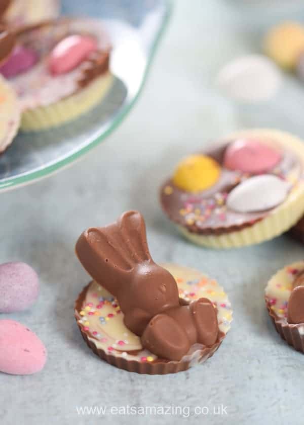 Easter themed giant chocolate buttons recipe - fun food for kids to make for homemade Easter gifts - Eats Amazing UK