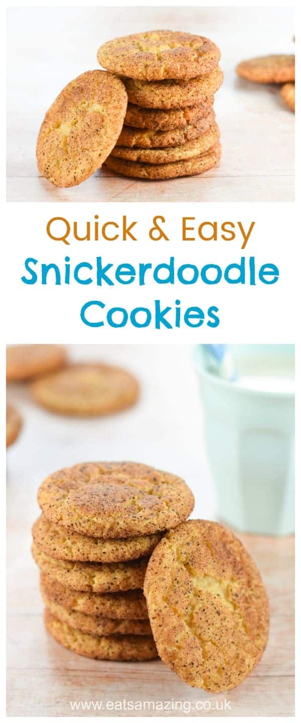 Easy homemade snickerdoodles cookie recipe inspired by the movie Daddys Home 2 - with printable recipe and video tutorial - Eats Amazing UK #snickerdoodles #cookies #recipe #daddyshome2 #baking #homemade #cookingwithkids #easyrecipe #cinnamon 