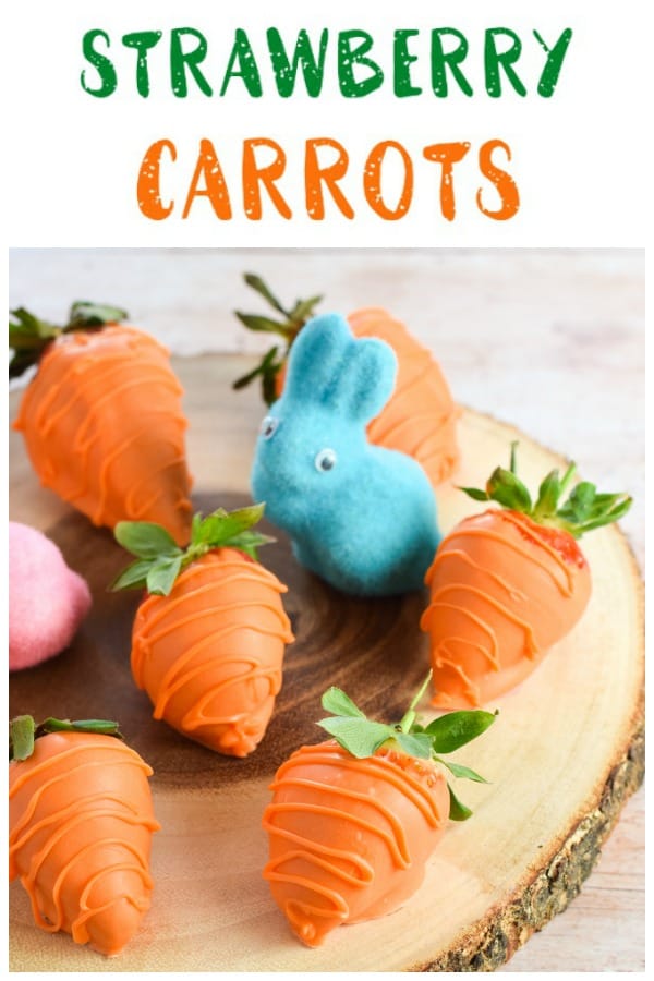 Super easy Strawberry Carrots Recipe - fun Easter food for kids #EatsAmazing #funfood #Easter #easterfood #easterrecipe #kidsfood #foodart #edibleart #desserttable #treat #strawberries #strawberry #carrot #easterbunny #ediblecraft 