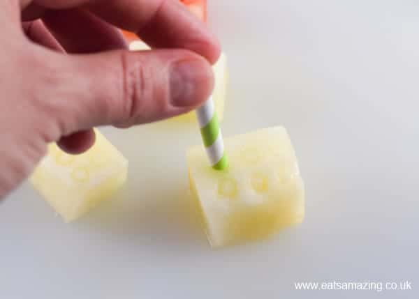 How to make easy Lego fruit blocks - fun healthy snack or lego themed party food for kids - Eats Amazing UK