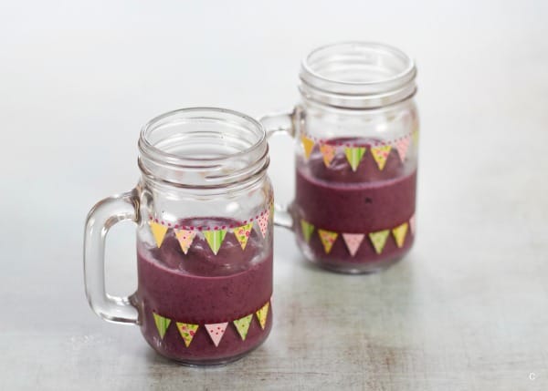 Healthy Freakshakes recipe for kids - step 1 purple smoothie layer