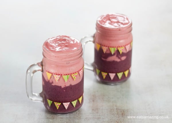 Healthy Freakshakes recipe for kids - step 2 pink smoothie layer