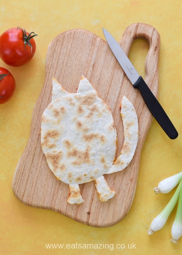 How to make a FatCat themed quesdilla - fun recipe for kids inspired by the book Billy and the Beast