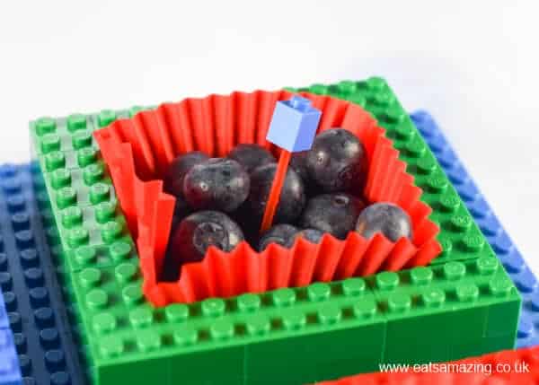 How to make a Lego Snack plate for kids with homemade Lego food picks too