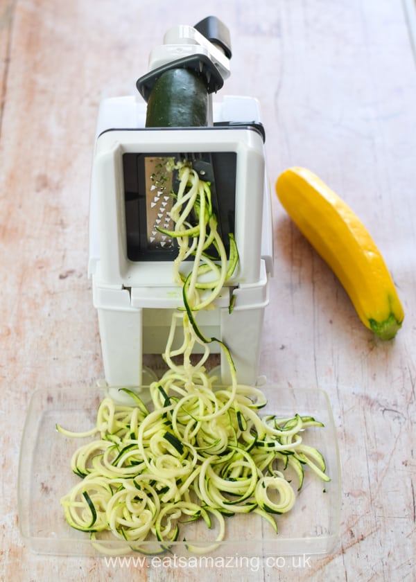 How to make courgetti - step one spiralize the courgette using a spiralizer