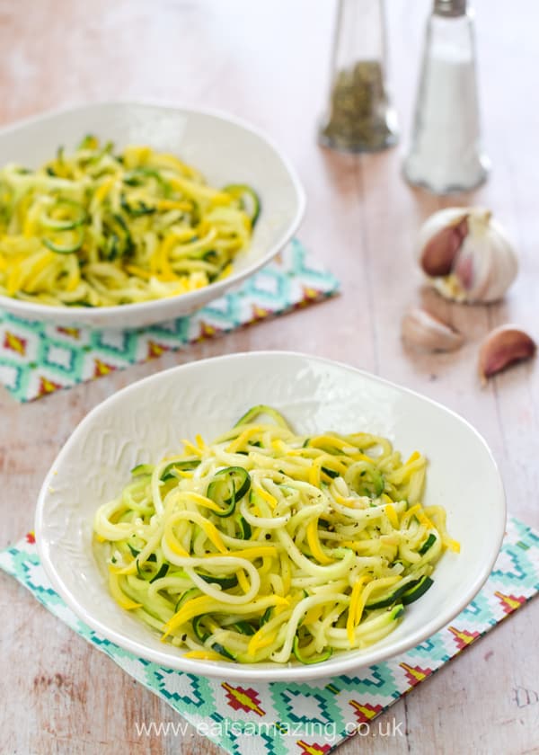 How to stir fry courgetti - simple garlic courgette noodles recipe that makes a great side dish for family meals