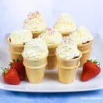Strawberries and cream ice cream cones - fun summer dessert idea for kids - great for garden parties and summer tea parties