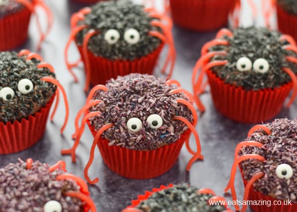 Cute and easy spider cupcakes recipe - fun Halloween food for kids
