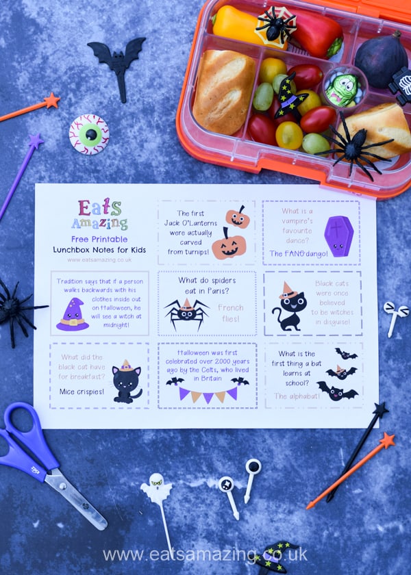 FREE Halloween themed lunchbox notes for kids - pop over to the post to print off your copy