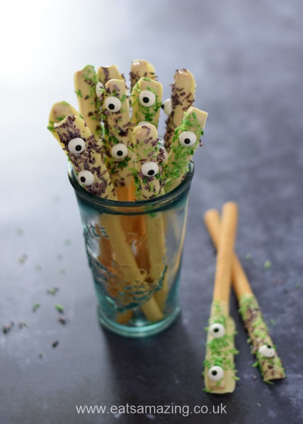 Fun Monster Edible Wands recipe - quick and easy Halloween Party food or treats for kids