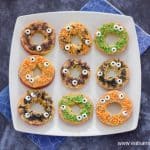 Fun Monster themed apple donuts for Halloween - healthy snack idea for kids