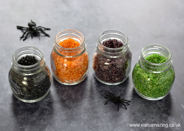 How to make Halloween themed sprinkles - quick and easy recipe that is perfect for Halloween baking and party food