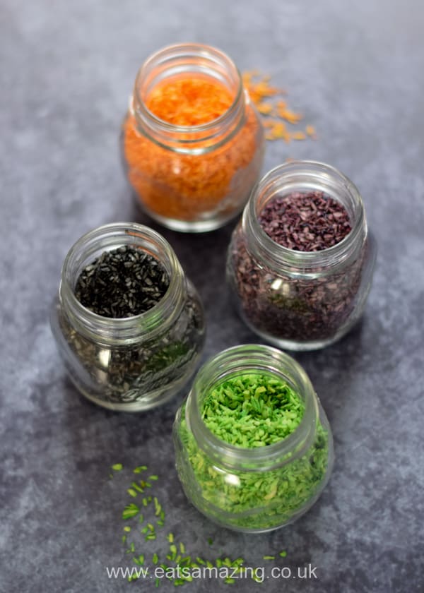 How to make easy homemade Halloween coconut sprinkles - perfect for adding spooky fun to Halloween party food and baking with kids