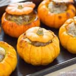 How to make oven baked sausage stuffed mini pumpkins - fun and tasty autumn family meal idea
