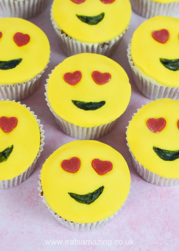 Cute Love Emoji Valentines Cupcakes for kids - easy fun recipe with video tutorial