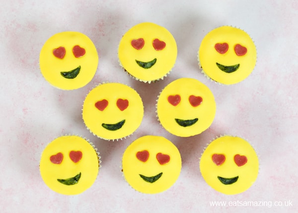 Fun Valentines emoji cupcakes recipe for kids with easy video tutorial