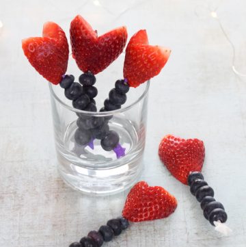 Cute and easy Valentines fruit wands for kids - fun heart themed snack for Valentines Day