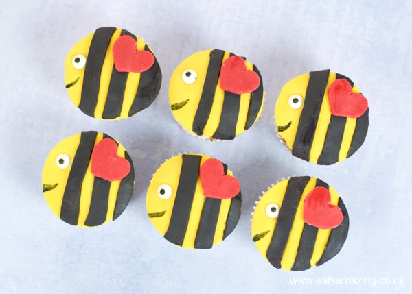 How to make fun and easy bee cupcakes - cute baking recipe for kids party food and Valentines Day